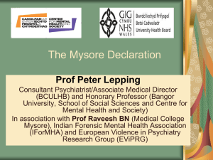 Prof Peter Lepping - The Centre for Mental Health and Society