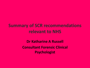 Summary of SCR recommendations relevant to