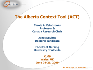 The Alberta Context Tool - Knowledge Utilization Studies Program