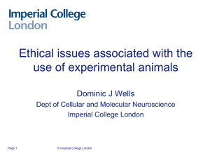 Ethical issues associated with the use of experimental animals