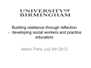 Building resilience through reflection for developing social workers
