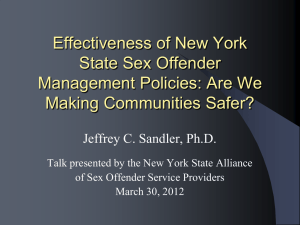 Effectiveness of New York State Sex Offender Management Policies