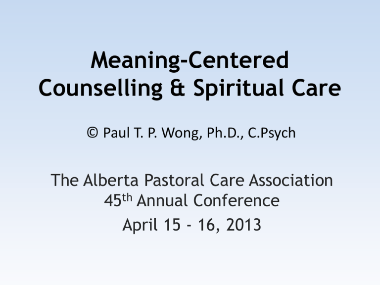 Meaning Centered Counselling And Therapy