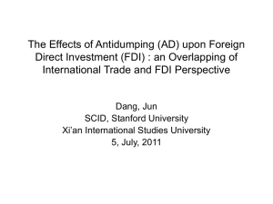 The Effects of Antidumping (AD) upon Foreign Direct Investment