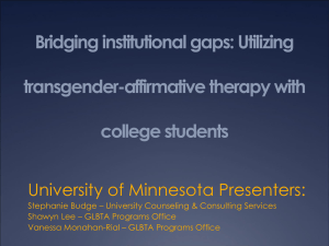Utilizing transgender-affirmative therapy with college students