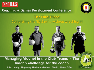 Managing Alcohol in the Club Teams