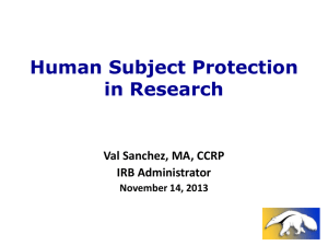 Human Subject Protection in Research