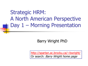 Strategic HRM: A North American Perspective