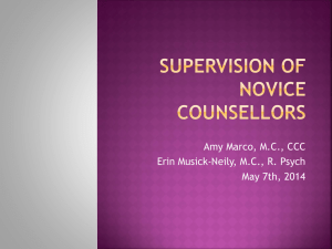 Supervision of Novice Counsellors