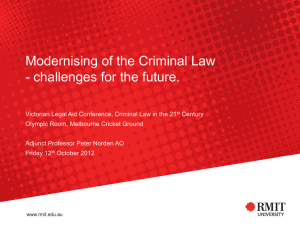 Modernising of the Criminal Law - challenges