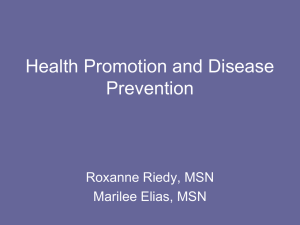 Health Promotion and Disease PreventionStudentSP12
