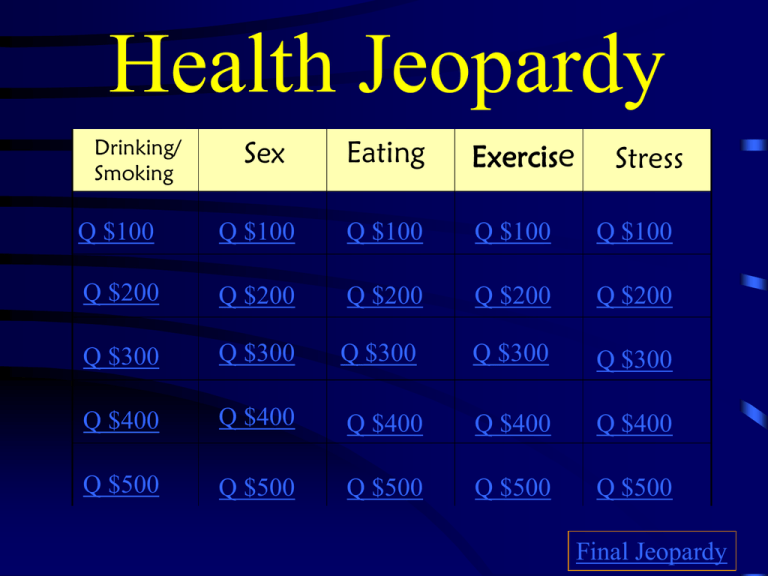 Jeopardy Game Powerpoint Health