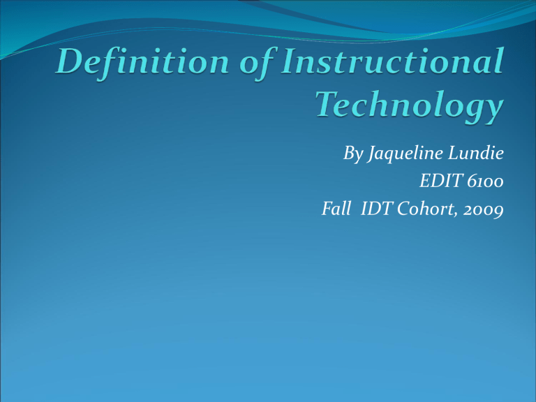 Definition Of Instructional Technology