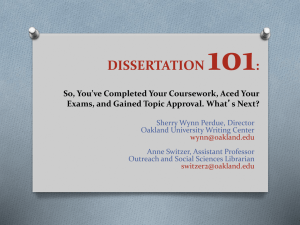 Dissertation 101 - Oakland University