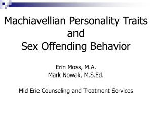 Machiavellian Personality Traits and Sex Offender