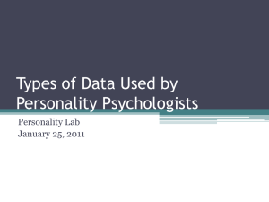 Types of Data Used by Personality Psychologists (B.L.I.S.)