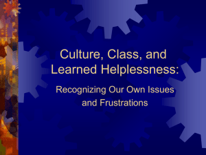 Culture, Class, and Learned Helplessness: