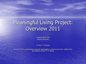Meaningful Living Project - International Network on Personal
