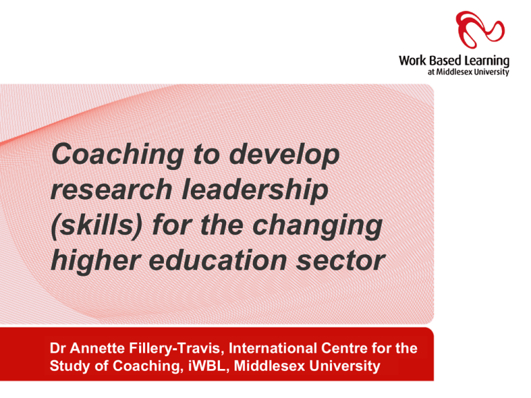 Coaching to develop research leadership (skills) for the