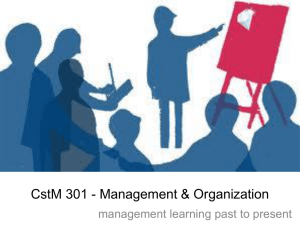 lecture #11 - management learning