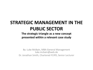 STRATEGIC MANAGEMENT IN THE PUBLIC SECTOR A new