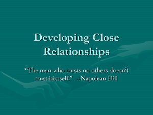 Developing Close Relationships