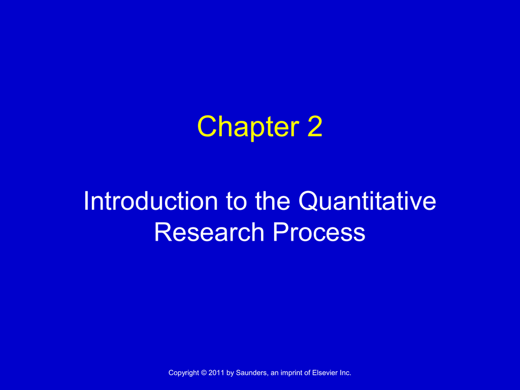 Chapter 2 Introduction To The Quantitative Research Process