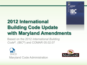 2012 International Building Code Update with Maryland Amendments