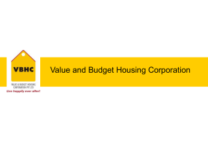 Value and Budget Housing Corporation: A Presentation by Mr. P S