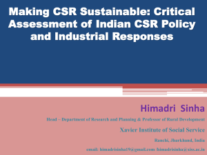 Making CSR Sustainable: Critical Assessment of Indian CSR