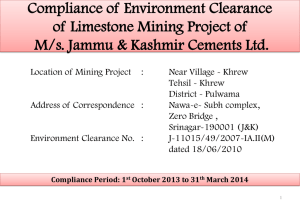 Compliance of Environment Clearance of Limestone Mining Project