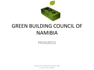 Green Building Council Of Namibia Progress 2012-2014