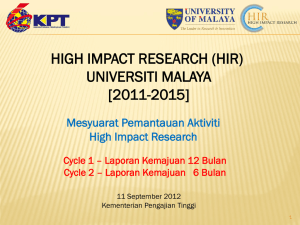 Cycle 1 - HIR - Universiti Malaya