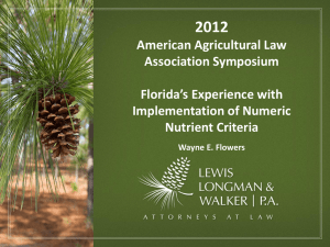 Florida`s Experience with Implementation of Numeric Nutrient Criteria