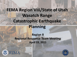 FEMA Region VIII/State of Utah Wasatch Range Catastrophic