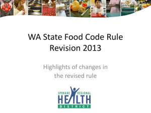 WA State Food Code Rule Revision 2013