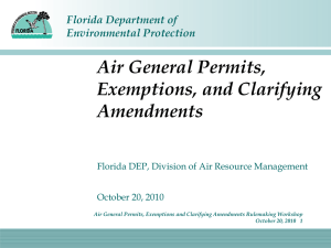 Air General Permits, Exemptions and Clarifying Amendments, DEP