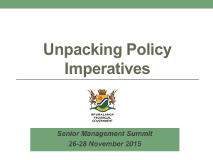 Unpacking policy imperatives - Mpumalanga Provincial Government