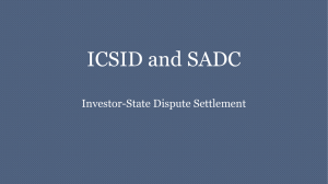 ICSID and SADC: Investor-State Dispute Settlement