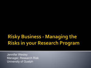 Managing the Risks in your Research Program by Jennifer Wesley