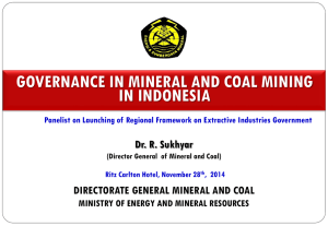 Governance in Mineral and Coal Mining by Dr. R. Sukhyar