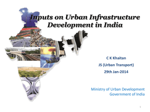 Inputs on Urban Infrastructure Development in India