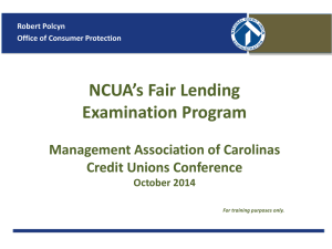 NCUA`s Fair Lending Examination Program