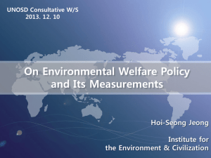 I. Why Environmental Welfare Indicators?