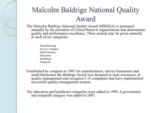 Malcom Baldrige National Quality Award