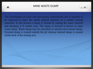 Mine Waste dumps and tailing dams
