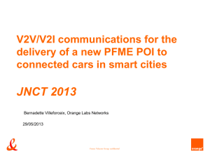 V2V/V2I communications for the delivery of a new PFME POI to