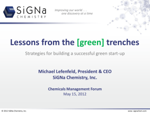 SiGNa Chemistry, Inc. Advanced Chemical Technologies Investor
