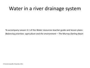 Water in a river drainage system