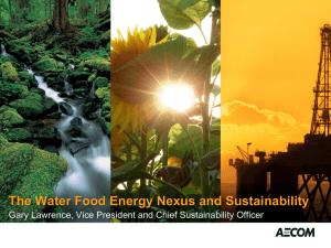 The Water Food Energy Nexus and Sustainability